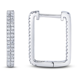 Shy Creation Diamond Rectangle Inside-Out Hoop Earrings 1/4 ct tw 14K White Gold J-SC55024154H0.60