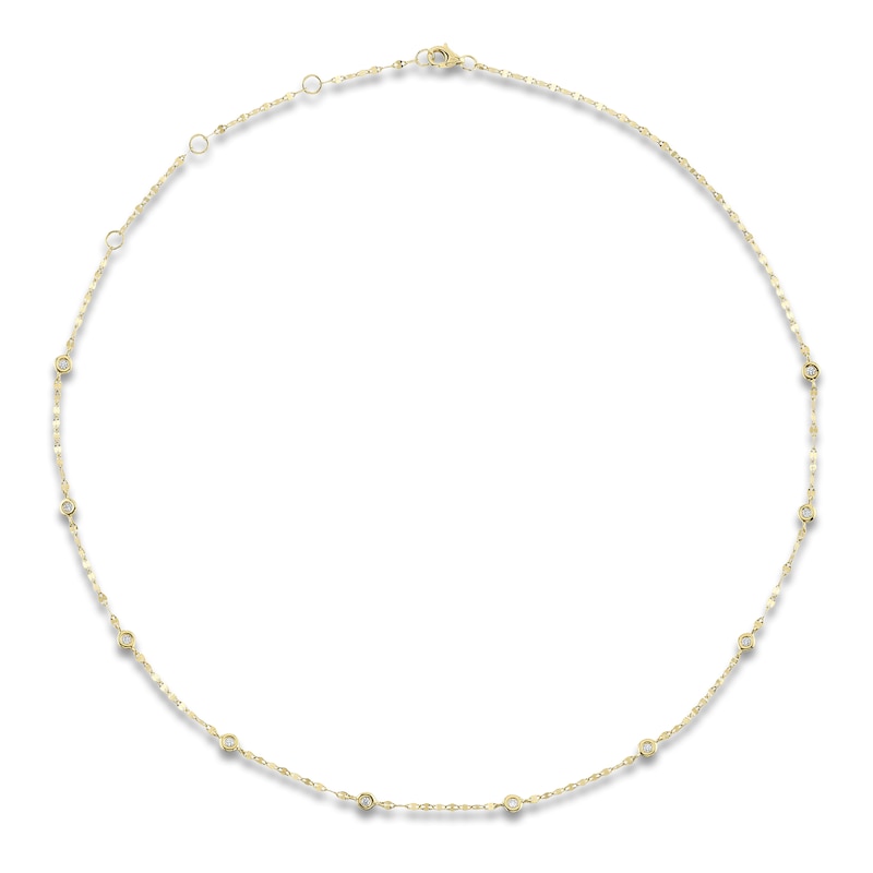 Shy Creation Diamond Bezel-Set Station Necklace 1/5 ct tw 14K Yellow Gold 18" SC55025783