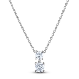 Blue Nile X Jared Diamond Two-Stone Necklace 3/4 ct tw 14K White Gold 18&quot;