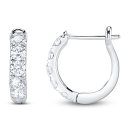 Shy Creation Diamond Five-Stone Hoop Earrings 3/4 ct tw 14K White Gold SC22006121V2