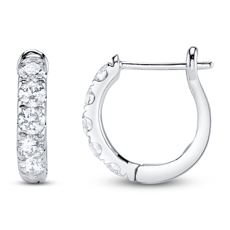 Main Image 1 of Shy Creation Diamond Five-Stone Hoop Earrings 3/4 ct tw 14K White Gold SC22006121V2