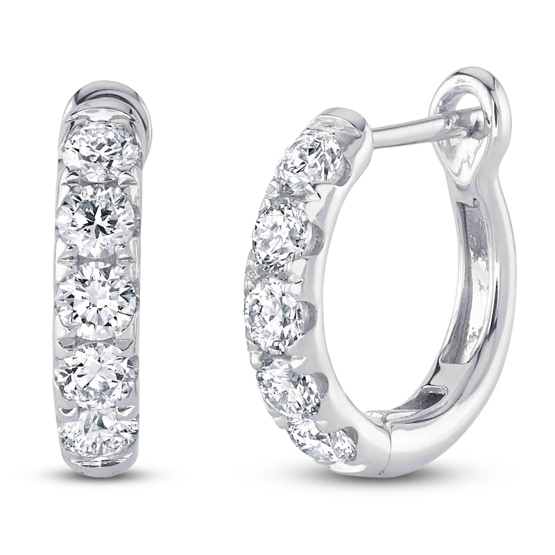 Main Image 2 of Shy Creation Diamond Five-Stone Hoop Earrings 3/4 ct tw 14K White Gold SC22006121V2