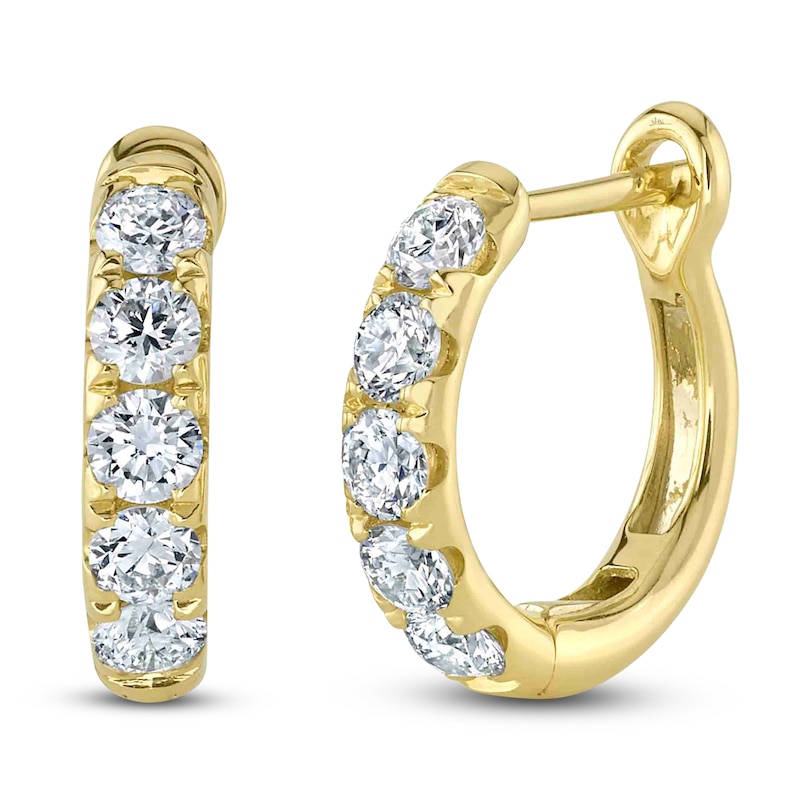 Main Image 1 of Shy Creation Diamond Five-Stone Hoop Earrings 3/4 ct tw 14K Yellow Gold SC22006122V2