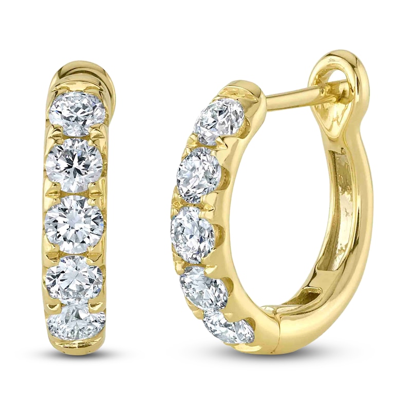 Main Image 2 of Shy Creation Diamond Five-Stone Hoop Earrings 3/4 ct tw 14K Yellow Gold SC22006122V2