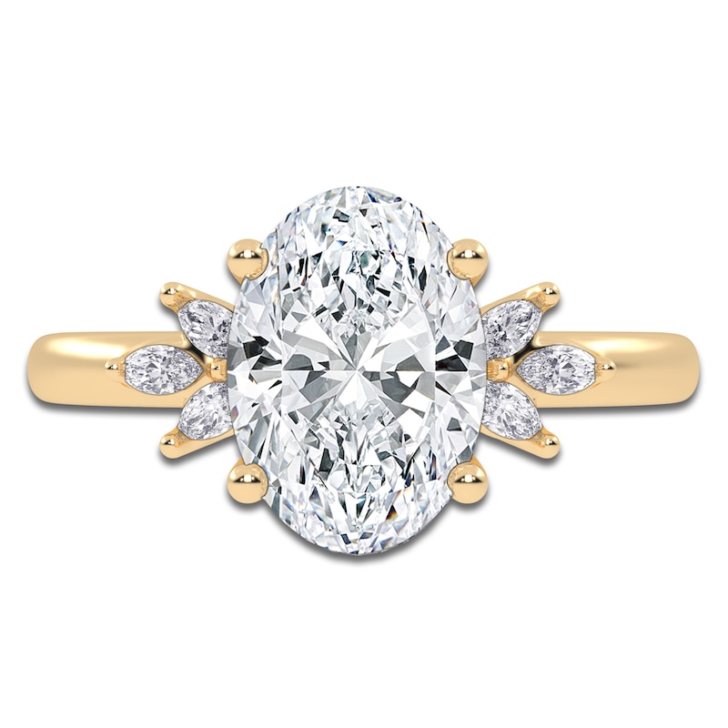 Main Image 3 of Oval-Cut Lab-Created Diamond Engagement Ring 2-1/6 ct tw 14K Yellow Gold