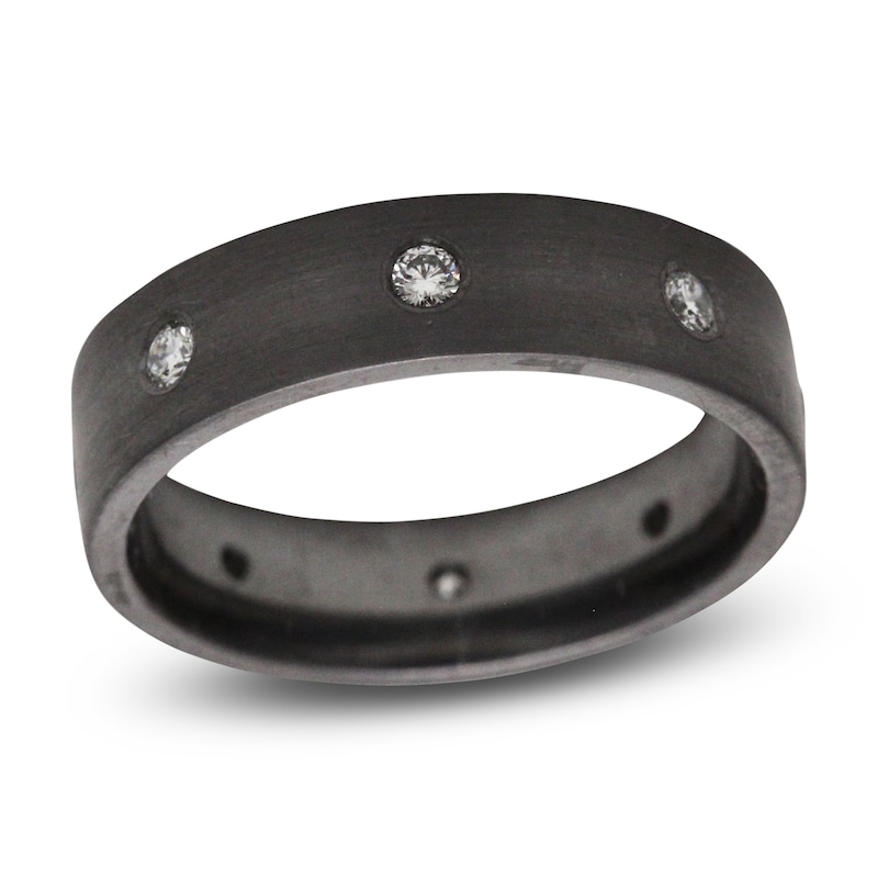 6mm Diamond Station Wedding Band 1/3 ct tw Black Tantalum