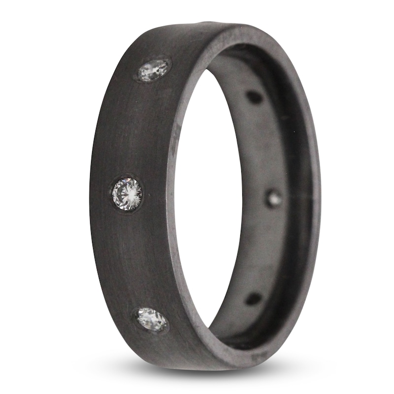 6mm Diamond Station Wedding Band 1/3 ct tw Black Tantalum