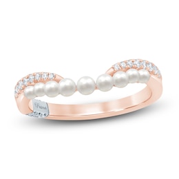 Pnina Tornai Cultured Pearl & Diamond Curved Anniversary Ring 1/6 ct tw 14K Rose Gold