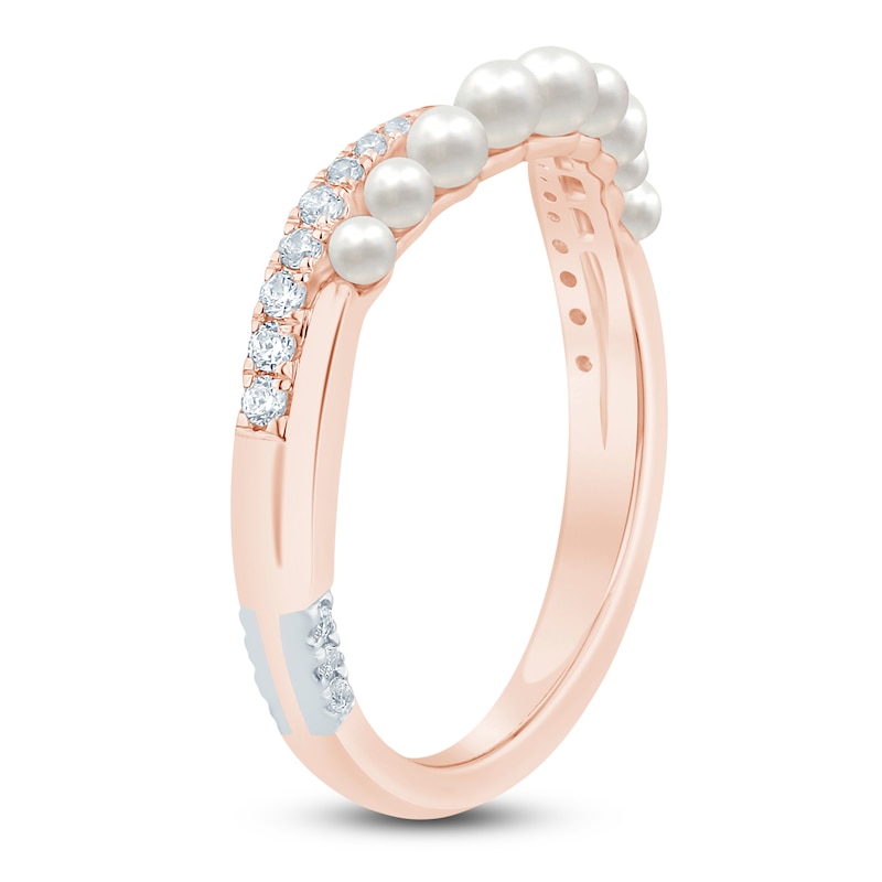 Main Image 2 of Pnina Tornai Cultured Pearl & Diamond Curved Anniversary Ring 1/6 ct tw 14K Rose Gold