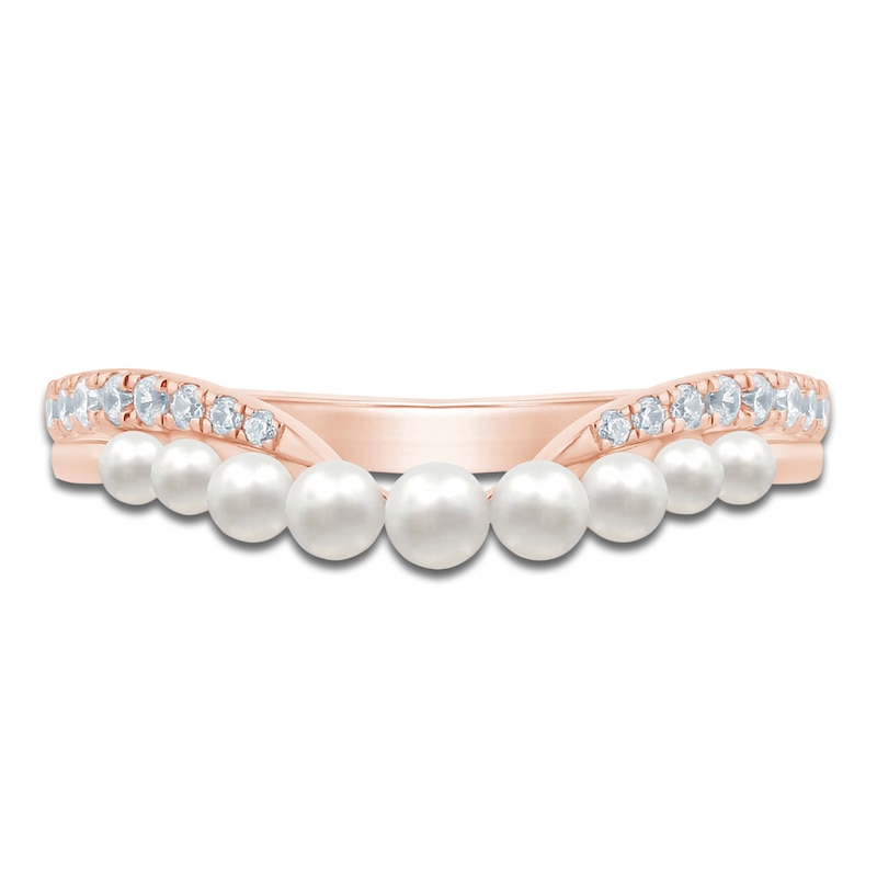 Main Image 3 of Pnina Tornai Cultured Pearl & Diamond Curved Anniversary Ring 1/6 ct tw 14K Rose Gold