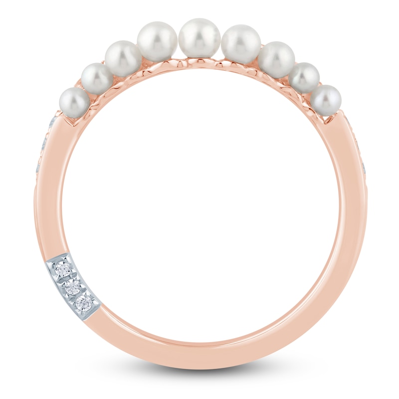 Main Image 4 of Pnina Tornai Cultured Pearl & Diamond Curved Anniversary Ring 1/6 ct tw 14K Rose Gold