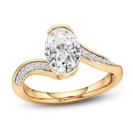 J'Lure Oval Step-Cut Lab-Created Diamond Bypass Engagement Ring 2-1/5 ct tw 18K Yellow Gold