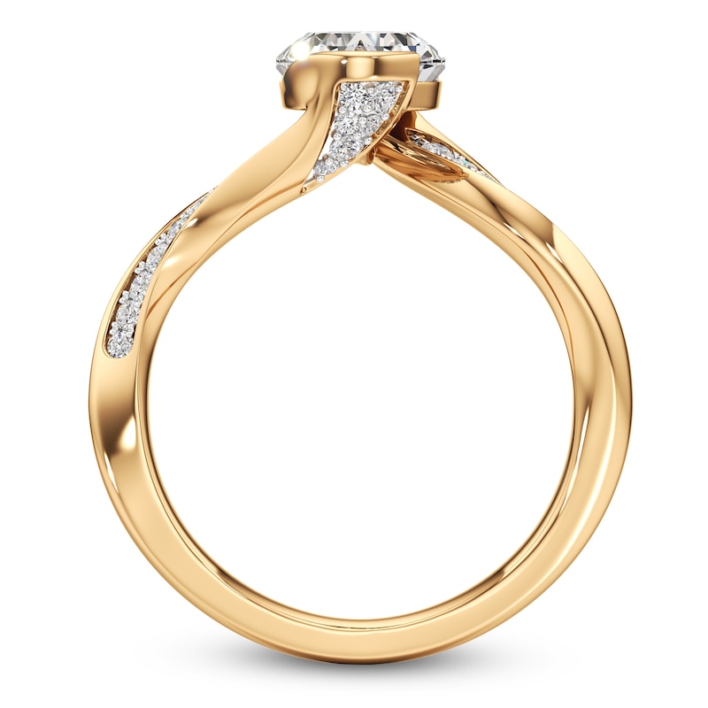 Main Image 2 of J'Lure Oval Step-Cut Lab-Created Diamond Bypass Engagement Ring 2-1/5 ct tw 18K Yellow Gold