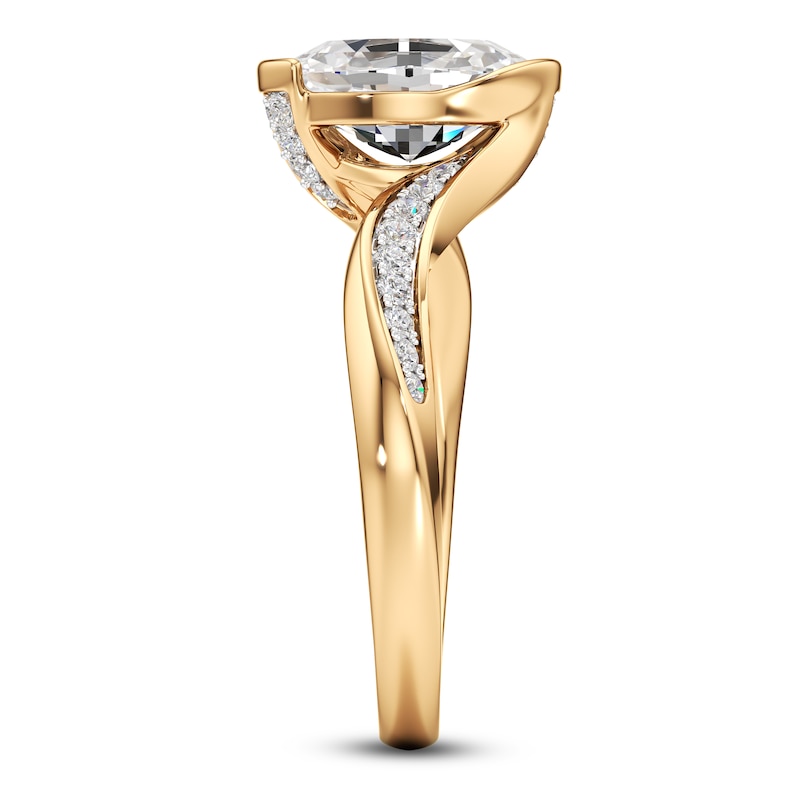 Main Image 3 of J'Lure Oval Step-Cut Lab-Created Diamond Bypass Engagement Ring 2-1/5 ct tw 18K Yellow Gold