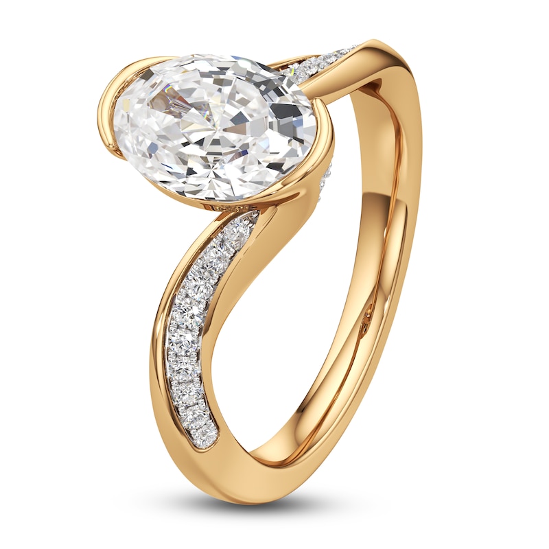 Main Image 4 of J'Lure Oval Step-Cut Lab-Created Diamond Bypass Engagement Ring 2-1/5 ct tw 18K Yellow Gold