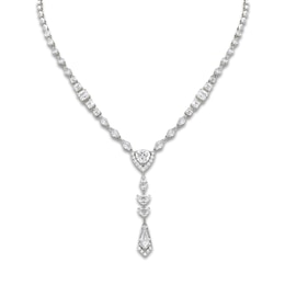 J'Lure Multi-Shape Lab-Created Diamond Y-Drop Necklace 9-1/5 ct tw 14K White Gold 16.5&quot;