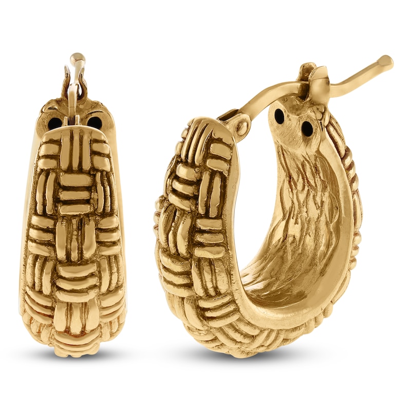 Main Image 2 of Italia D'Oro Basketweave Hoop Earrings 14K Yellow Gold