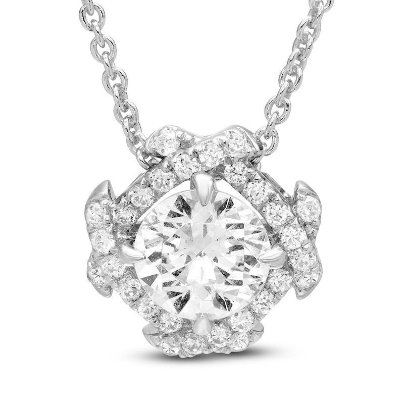 Main Image 1 of Unspoken Diamond Halo Necklace 1-7/8 ct tw 14K White Gold 18&quot;