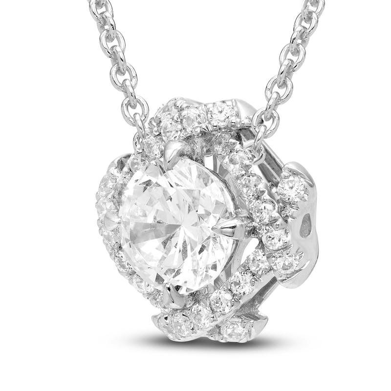 Main Image 2 of Unspoken Diamond Halo Necklace 1-7/8 ct tw 14K White Gold 18&quot;