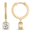 Thumbnail Image 1 of Round-Cut Lab-Created Diamond Solitaire Dangle Hoop Earrings 1 ct tw 14K Yellow Gold (SI2/F)