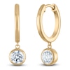 Thumbnail Image 2 of Round-Cut Lab-Created Diamond Solitaire Dangle Hoop Earrings 1 ct tw 14K Yellow Gold (SI2/F)