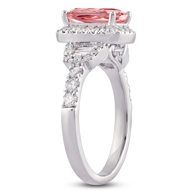 Main Image 2 of Radiant-Cut Pink Lab-Created Diamond and White Lab-Created Diamond Engagement Ring 2-3/4 ct tw 14K White Gold