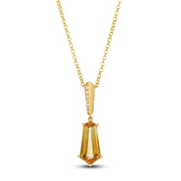 Le Vian Silhouette Hexagon-Cut Natural Citrine Necklace 1/20 ct tw Diamonds 14K Honey Gold 19&quot;