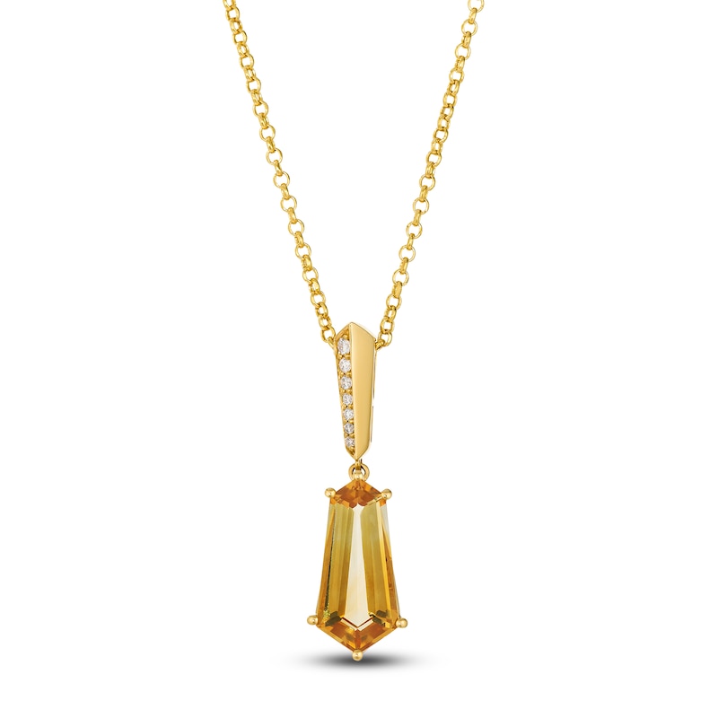 Main Image 1 of Le Vian Silhouette Hexagon-Cut Natural Citrine Necklace 1/20 ct tw Diamonds 14K Honey Gold 19&quot;