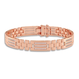 Men's Diamond Bracelet 1 ct tw Round 14K Rose Gold 8.5&quot;