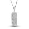 Thumbnail Image 1 of Men's Diamond Classic Chain Dog Tag Pendant Necklace 1/2 ct tw Round Sterling Silver 22"