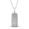 Thumbnail Image 3 of Men's Diamond Classic Chain Dog Tag Pendant Necklace 1/2 ct tw Round Sterling Silver 22"