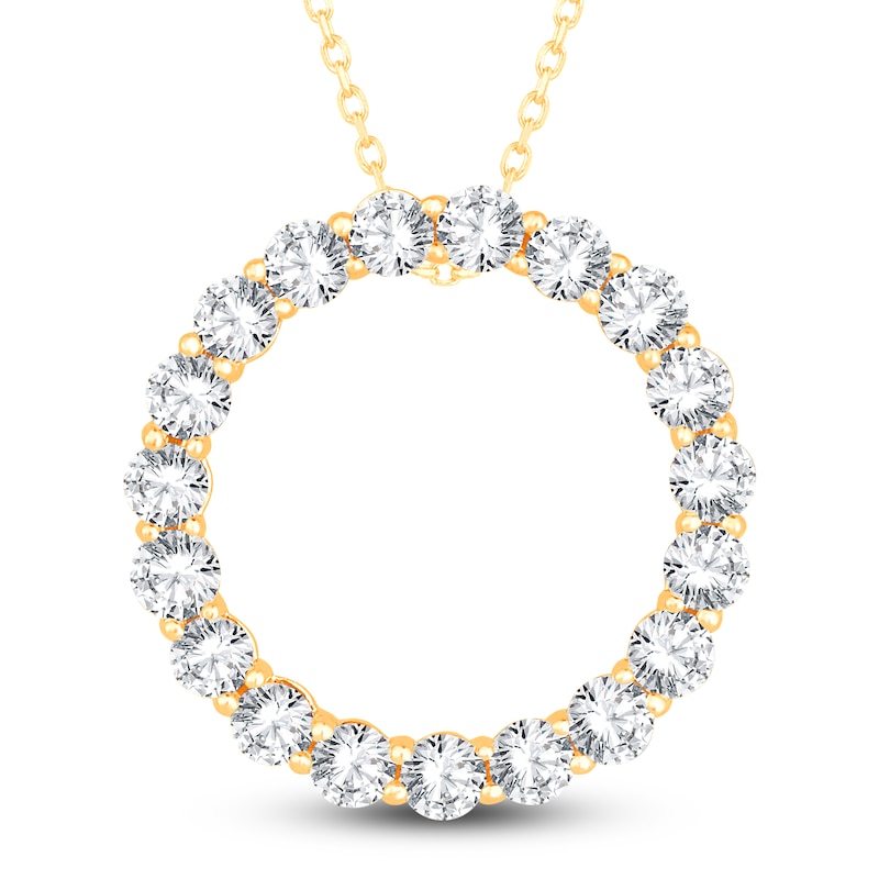 Main Image 1 of Diamond Circle Pendant Necklace 2 ct tw Round 14K Yellow Gold 18&quot;