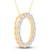 Thumbnail Image 2 of Diamond Circle Pendant Necklace 2 ct tw Round 14K Yellow Gold 18&quot;