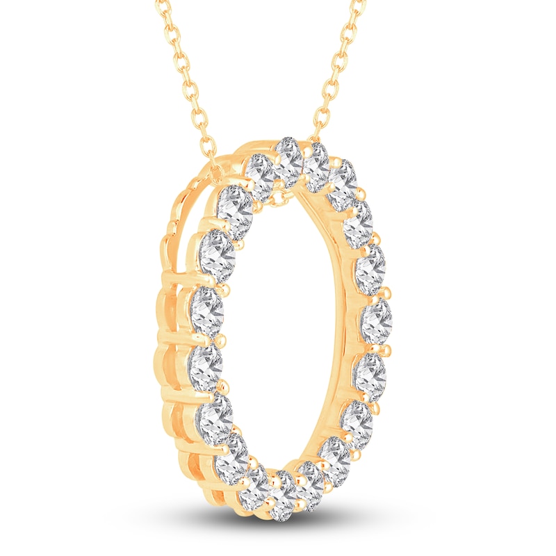 Main Image 2 of Diamond Circle Pendant Necklace 2 ct tw Round 14K Yellow Gold 18&quot;