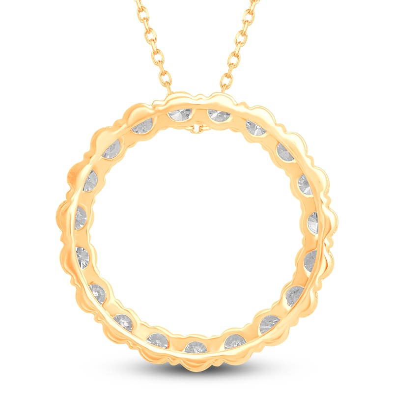 Main Image 3 of Diamond Circle Pendant Necklace 2 ct tw Round 14K Yellow Gold 18&quot;