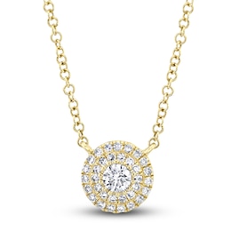 Shy Creation Diamond Pendant Necklace 1/6 ct tw Round 14K Yellow Gold 18&quot; SC55012672