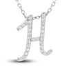 Thumbnail Image 1 of Diamond Initial H Pendant Necklace 1/10 ct tw Round 10K White Gold