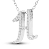 Thumbnail Image 2 of Diamond Initial H Pendant Necklace 1/10 ct tw Round 10K White Gold