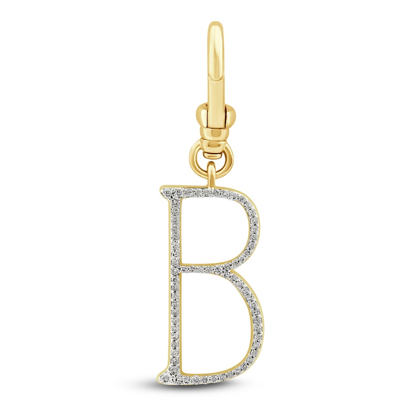 Charm'd by Lulu Frost Diamond Letter B Charm 1/8 ct tw Pavé Round 10K Yellow Gold