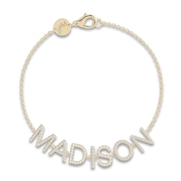 Juliette Maison Diamond Station Name Bracelet 1 ct tw Round 10K Yellow Gold
