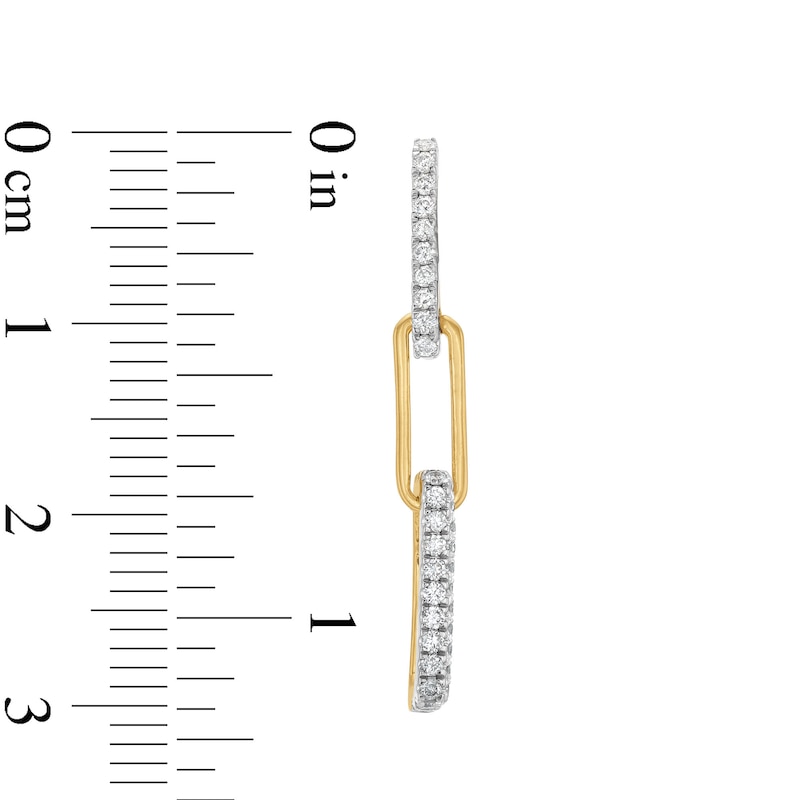 Kallati Diamond Paperclip Earrings 5/8 ct tw Round 14K Yellow Gold