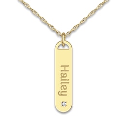 Engravable Pendant Necklace Diamond Accent 14K Yellow Gold 18&quot;