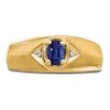 Thumbnail Image 3 of Men's Natural Blue Sapphire Ring Diamond Accents 14K Yellow Gold