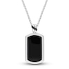 Thumbnail Image 0 of Y-Knot Men's Black Enamel Diamond Dog Tag Necklace 1/20 ct tw Round Sterling Silver 22"