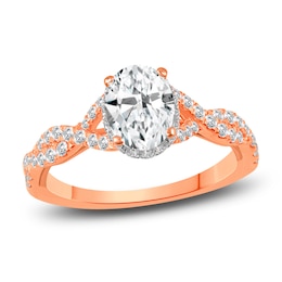 Diamond Twist Engagement Ring 1-3/8 ct tw Oval/Round 14K Rose Gold