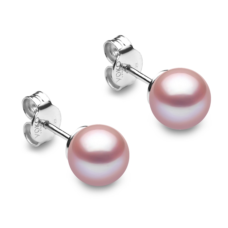 Main Image 1 of Yoko London Pink Freshwater Cultured Pearl Stud Earrings 18K White Gold