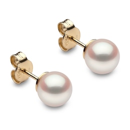 Yoko London White Akoya Cultured Pearl Stud Earrings 18K Yellow Gold