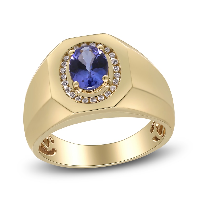 Men's Natural Tanzanite & Diamond Ring 1/8 ct tw 14K Yellow Gold | Jared