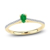 Thumbnail Image 0 of Oval-Cut Natural Emerald & Diamond Ring 1/15 ct tw 14K Yellow Gold