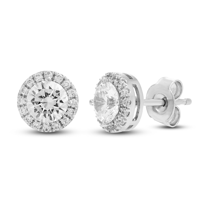 Diamond Halo Earrings 1-1/2 ct tw 14K White Gold